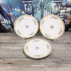 W. H. Grindley Marjorie Dinner Plates 9.75" Ivory England Lot Of 3 Antique